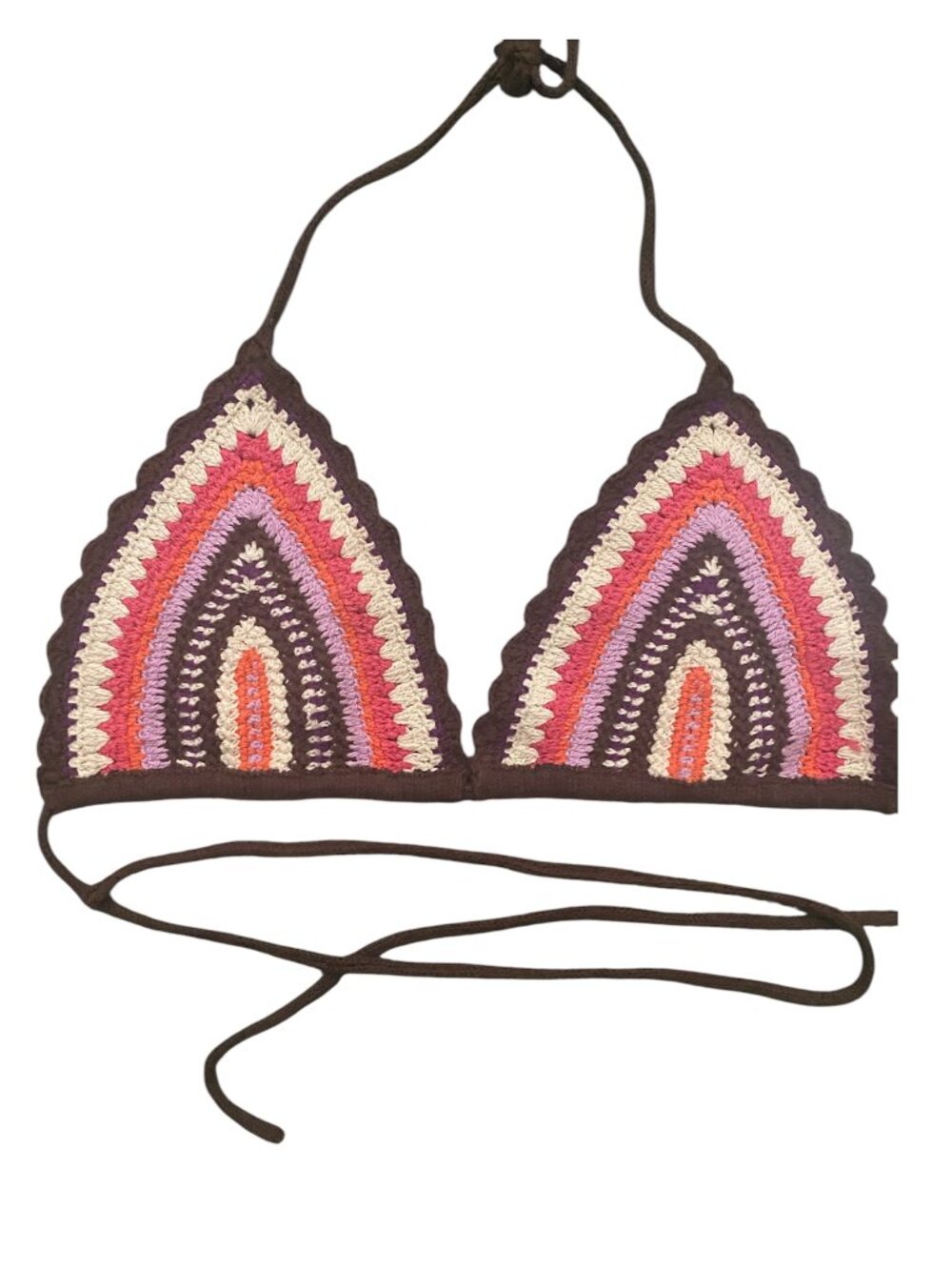 NWT Gap Multicolor Crochet Triangle Bikini Top - Boho Striped Halter - Picture 2 of 5